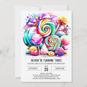 Custom Candyland Editable Birthday Invitation