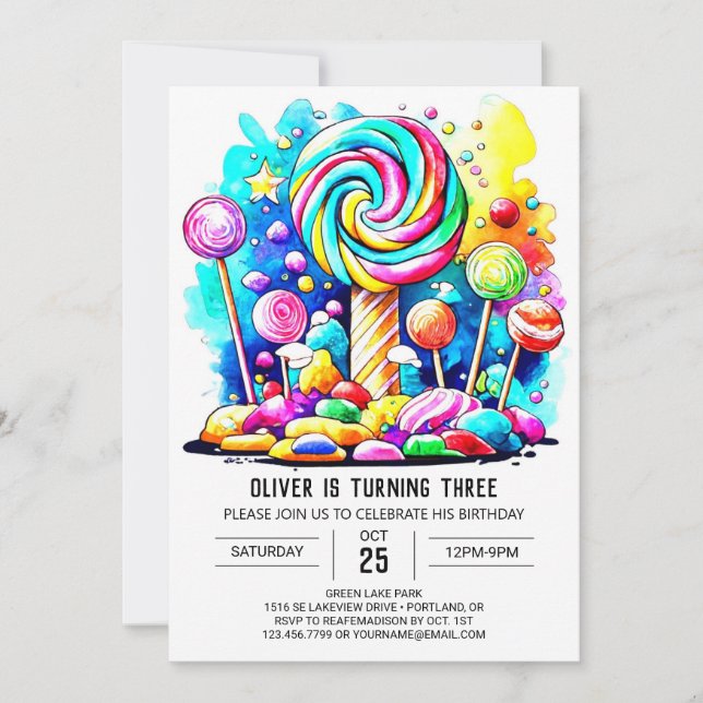 Custom Candyland Online Birthday Invitation (Front)