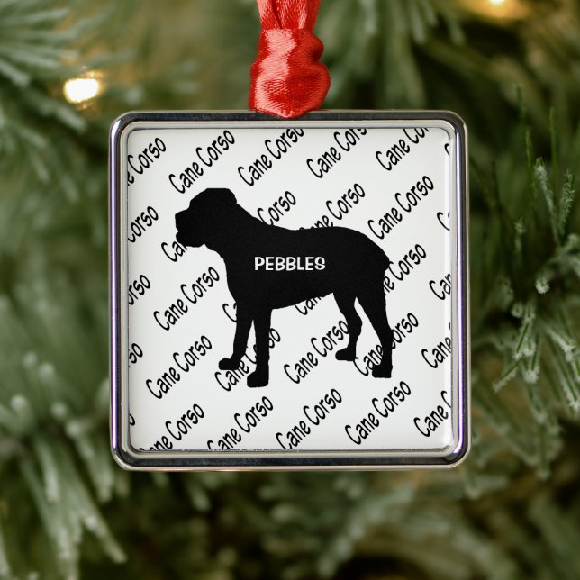 Custom Cane Corso Dog Silhouette Metal Ornament (Tree)