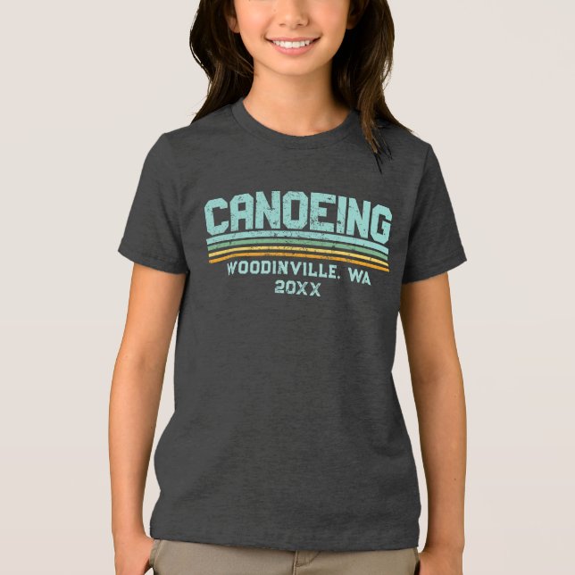 Custom Canoeing Lover Canoe Location Date Name Tri-Blend Shirt (Front)