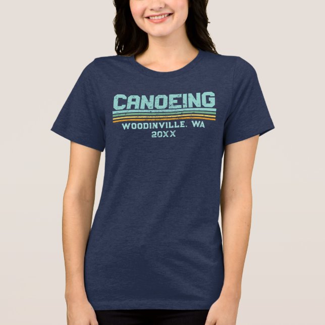 Custom Canoeing Lover Canoe Location Date Name Tri-Blend Shirt (Front)