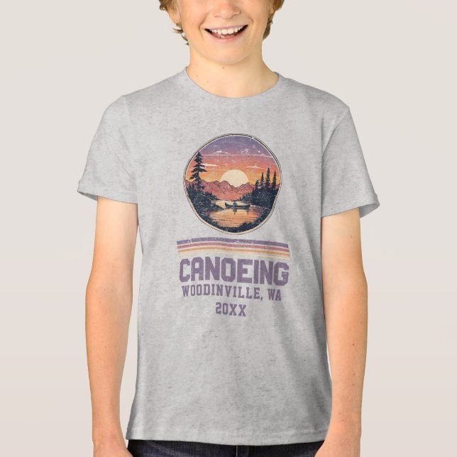 Custom Canoeing Lover Canoe Location Date Name Tri-Blend Shirt (Front)