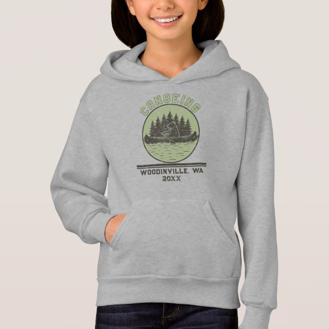 Custom Canoeing Lover Canoer Location Date Name Hoodie (Front)
