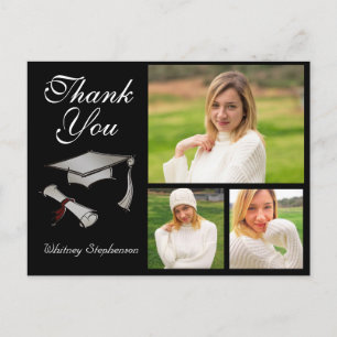 Custom Cap Graduation Thank You Card 3 Photos
