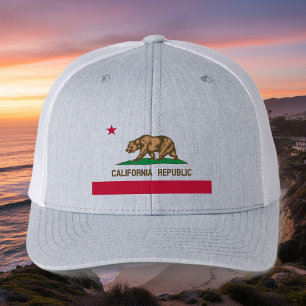 Custom cap with California Republic bear flag 