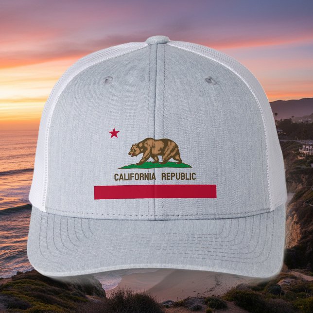 Custom cap with California Republic bear flag  (California Republic flag hat)
