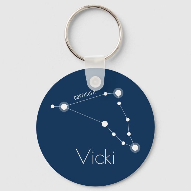 CUSTOM Capricorn Zodiac Constellation Keychain (Front)