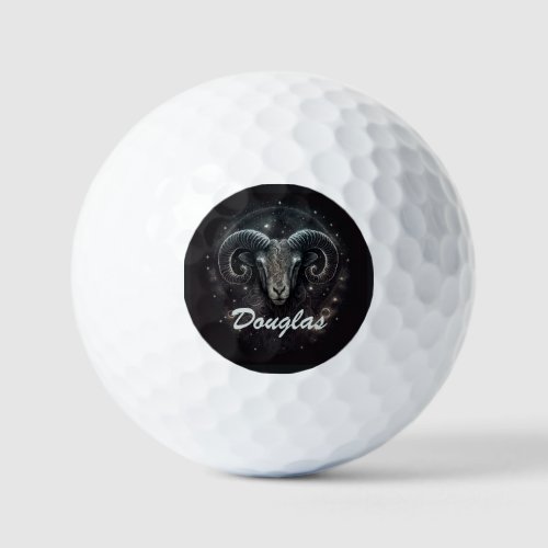 Custom Capricorn Zodiac Sign Black Golf Balls