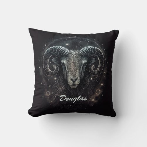 Custom Capricorn Zodiac Sign Black  Throw Pillow
