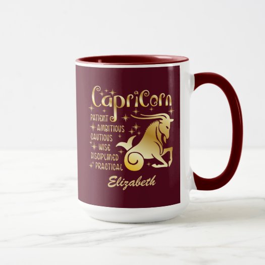 Custom Capricorn Zodiac Sign Gold Maroon Luxury