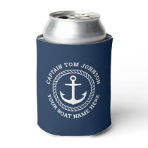 Custom captain and boat name anchor and rope can cooler Custom captain and boat name anchor and rope can cooler
