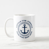 Custom captain and boat name anchor and rope coffee mug (Left)