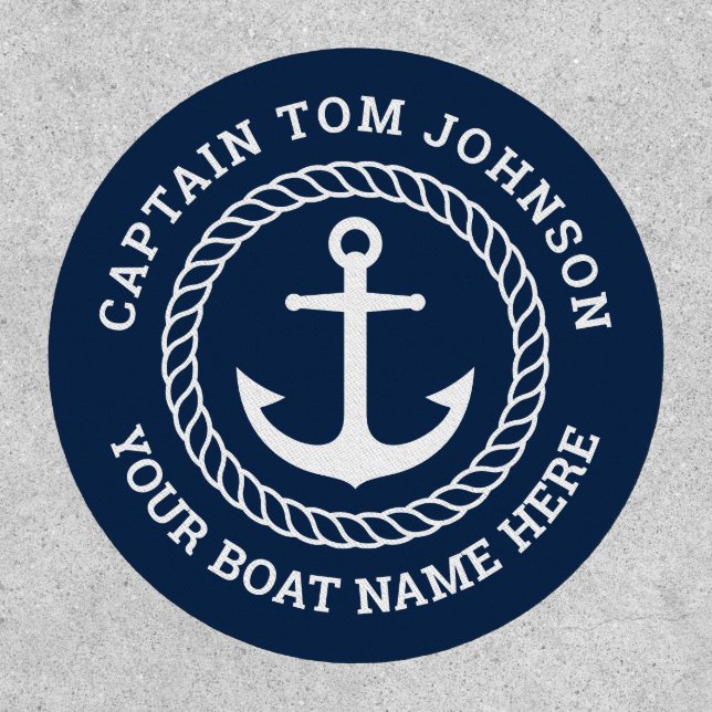 Custom captain and boat name anchor and rope patch (Front)