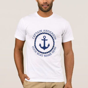 Custom captain and boat name anchor and rope T-Shirt