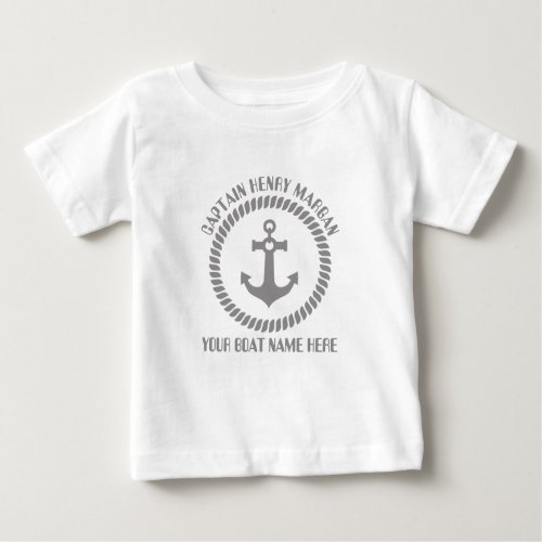 Custom captain and boat name anchor baby T_Shirt