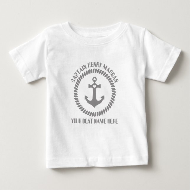 Custom captain and boat name anchor baby T-Shirt (Front)