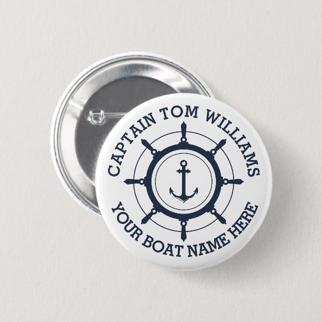 Custom captain and boat name anchor  button (Front & Back)