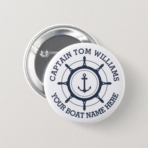 Custom captain and boat name anchor  button