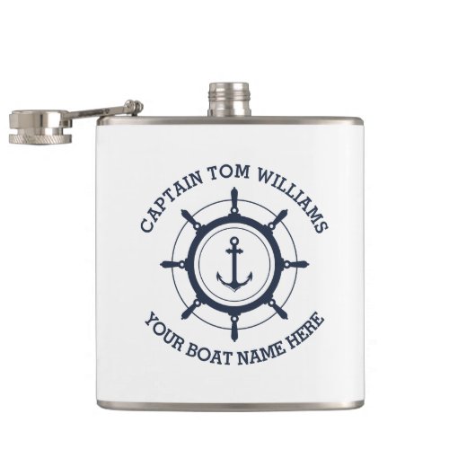 Custom captain and boat name anchor flask