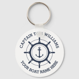 Custom captain and boat name anchor keychain