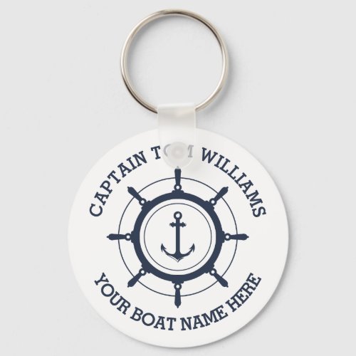 Custom captain and boat name anchor keychain