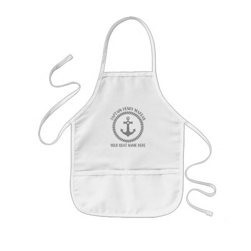 Custom captain and boat name anchor kids apron