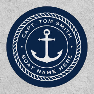 Custom captain and boat name anchor rope border patch