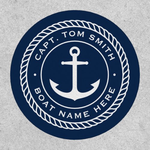 Custom captain and boat name anchor rope border patch
