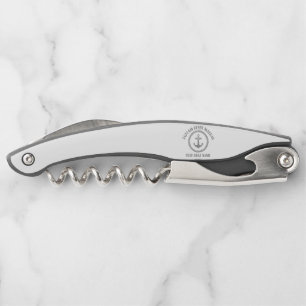 Custom captain and boat name anchor waiter's corkscrew