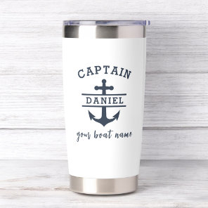 Custom Captain Boat Name Nautical Anchor Insulated Tumbler