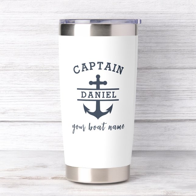 Custom Captain Boat Name Nautical Anchor Insulated Tumbler (Creator Uploaded)