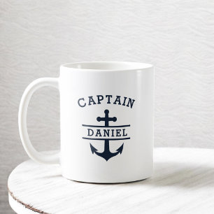Custom Captain Boat Nautical Anchor Coffee Mug