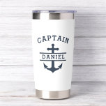 Custom Captain Boat Nautical Anchor Insulated Tumbler<br><div class="desc">Sail in style with our Custom Captain Boat Nautical Anchor Thermal Wine Tumbler. Perfect for boating enthusiasts, this tumbler features a sleek nautical design with an anchor motif and customizable captain or boat name. Crafted from high-quality, insulated materials, it keeps beverages at the ideal temperature while withstanding the demands of...</div>