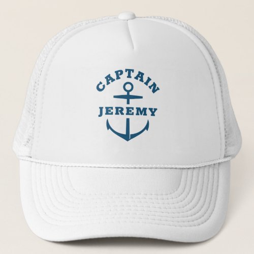 Custom Captain Boat Nautical Anchor Navy Ship Hat