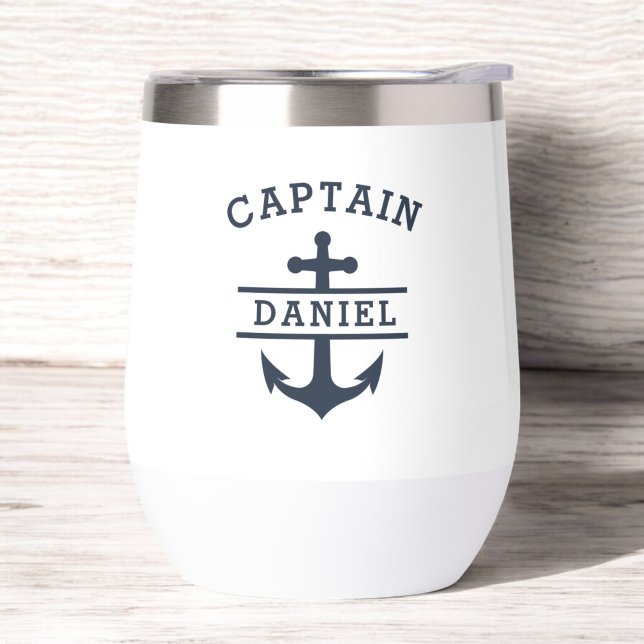 Custom Captain Boat Nautical Anchor Thermal Wine Tumbler (Creator Uploaded)
