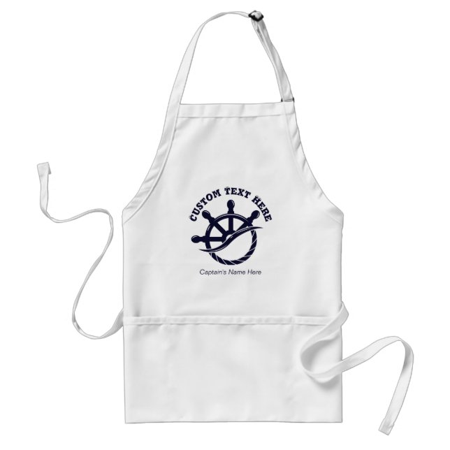 Custom Captain Boat Nautical Gift Adult Apron (Front)