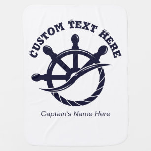 Custom Captain Boat Nautical Gift Baby Blanket
