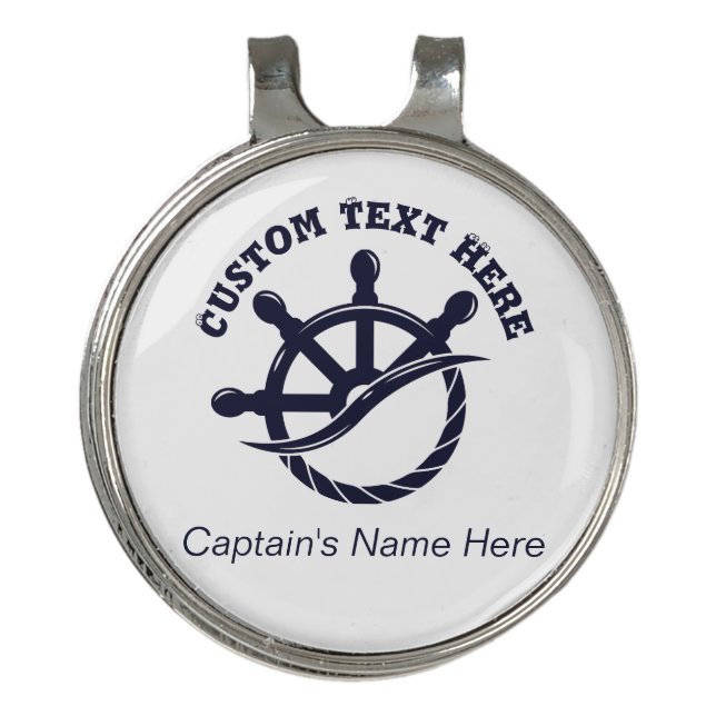 Custom Captain Boat Nautical Gift Golf Hat Clip (Front)