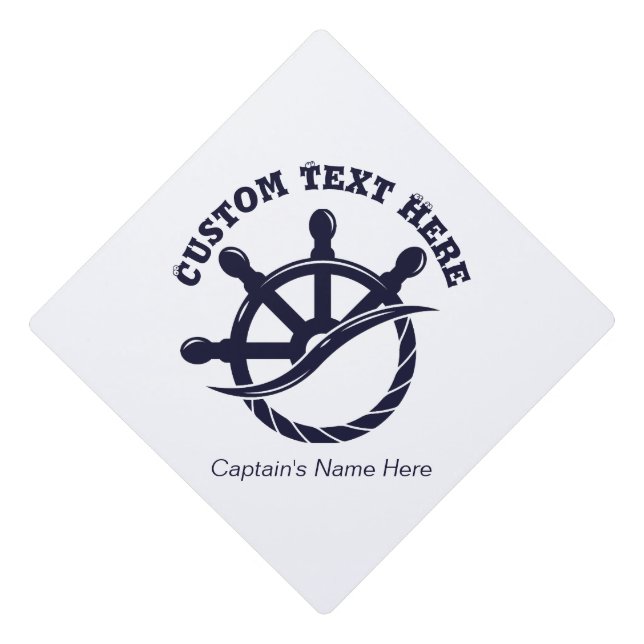 Custom Captain Boat Nautical Gift Graduation Cap Topper (Front)