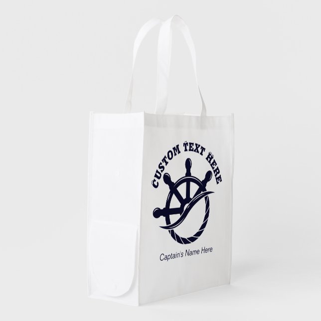Custom Captain Boat Nautical Gift Grocery Bag (Front Side)