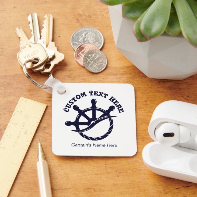 Custom Captain Boat Nautical Gift Keychain (Desk)