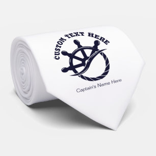 Custom Captain Boat Nautical Gift Neck Tie