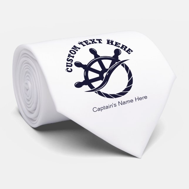 Custom Captain Boat Nautical Gift Neck Tie (Rolled)