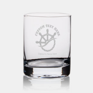 Custom Captain Boat Nautical Gift Rocks Glass