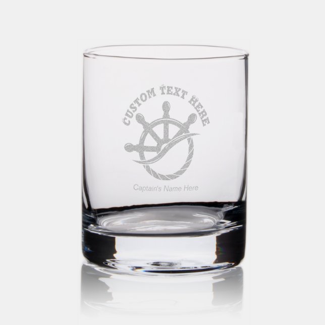 Custom Captain Boat Nautical Gift Rocks Glass (Glassware)