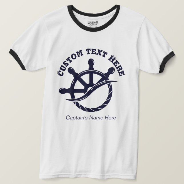 Custom Captain Boat Nautical Gift T-Shirt (Design Front)