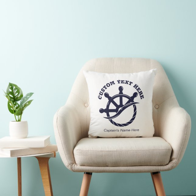 Custom Captain Boat Nautical Gift Throw Pillow (Chair)