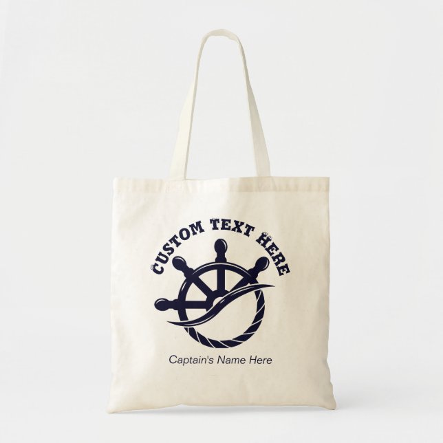 Custom Captain Boat Nautical Gift Tote Bag (Front)