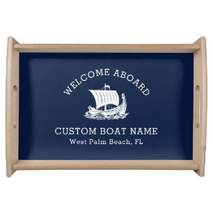 Custom Captain Boat Nautical Navy Ship logo Serving Tray