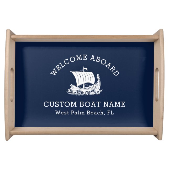 Custom Captain Boat Nautical Navy Ship logo Serving Tray (Front)